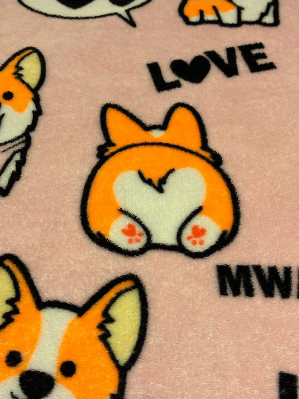 Corgi Love Pink Orange Fleece Throw Blanket Dog Lovers Cozy Lightweight